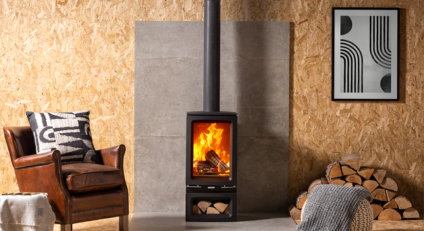 Stovax Vogue Small T wood burning stove with optional Midline base